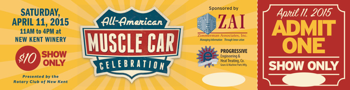 All-American Muscle Car Celebration 2015 Admit One Show Ticket Print Side 2