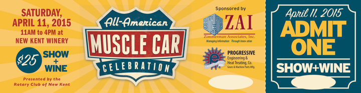 All-American Muscle Car Celebration 2015 Admit One Show Ticket Print Side 1