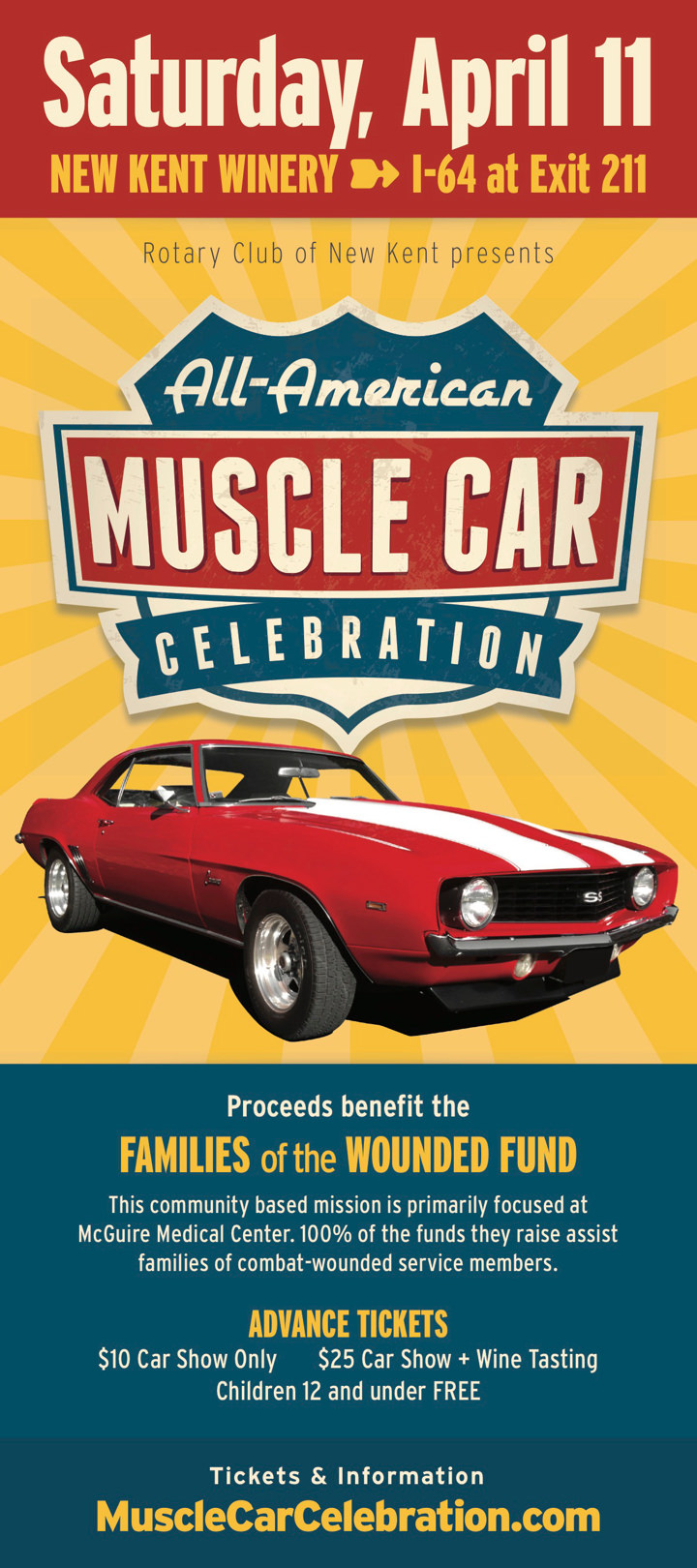 All-American Muscle Car Celebration 2015 Rack Card Red Camero Print Side 1