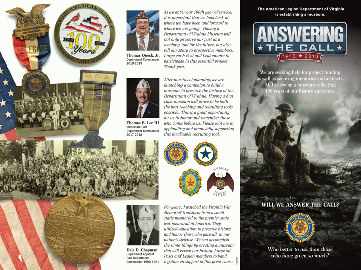 American Legion : Department of Virginia Answering The Call Brochure Print Side 1