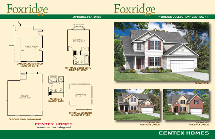 Centex Homes Foxridge Floor Card Print Side 1