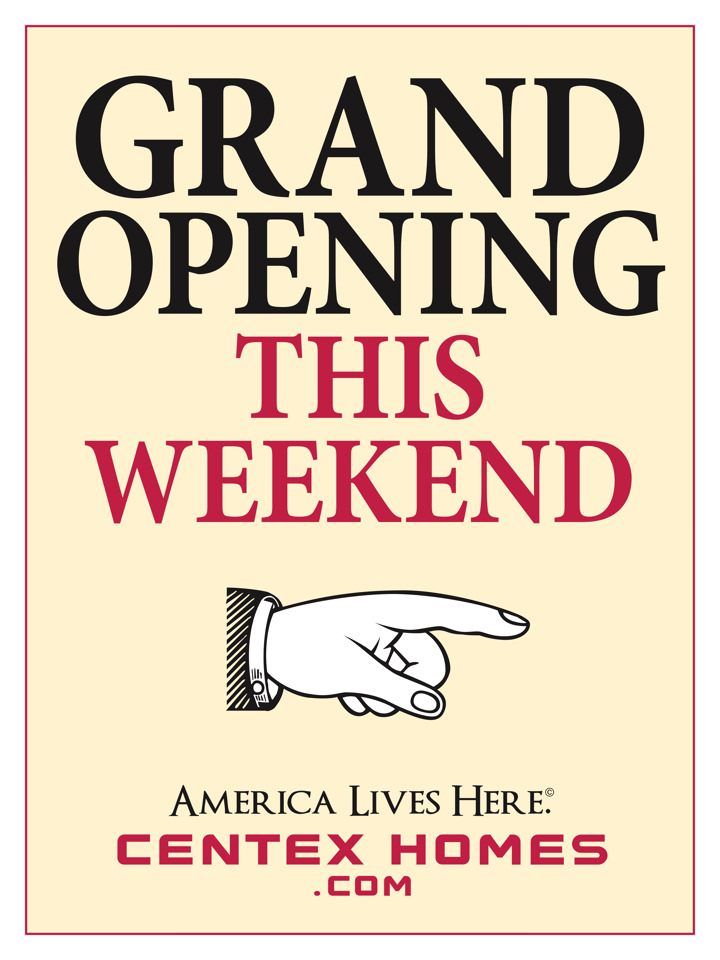 <br /><b>Warning</b>: Undefined variable $page_no in <b>/home2/laymanne/public_html/projects.php</b> on line <b>609</b><br />Centex Homes Grand Opening Point Right Sign Print 