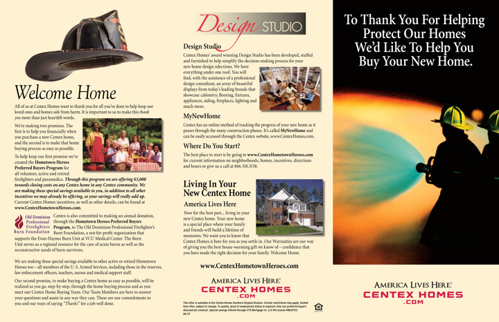 Centex Homes Hometown Heroes Fireman Trifold Print Side 1