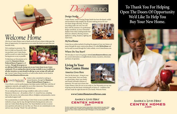 Centex Homes Hometown Heroes Teachers Trifold Print Side 1