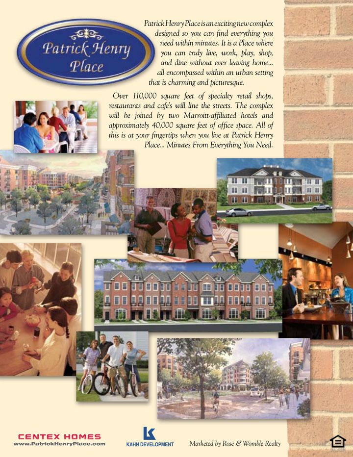 Centex Homes Patrick Henry Place Neighborhood Flyer Print Side 2