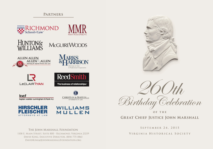 John Marshall Foundation John Marshall 260th Birthday Celebration Program Print Side 1