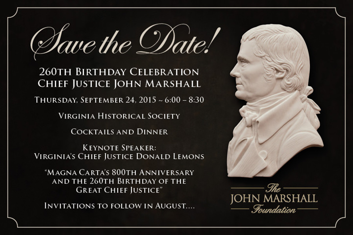 <br /><b>Warning</b>: Undefined variable $page_no in <b>/home2/laymanne/public_html/projects.php</b> on line <b>609</b><br />John Marshall Foundation Save The Date 260th Birthday Celebration Card Print