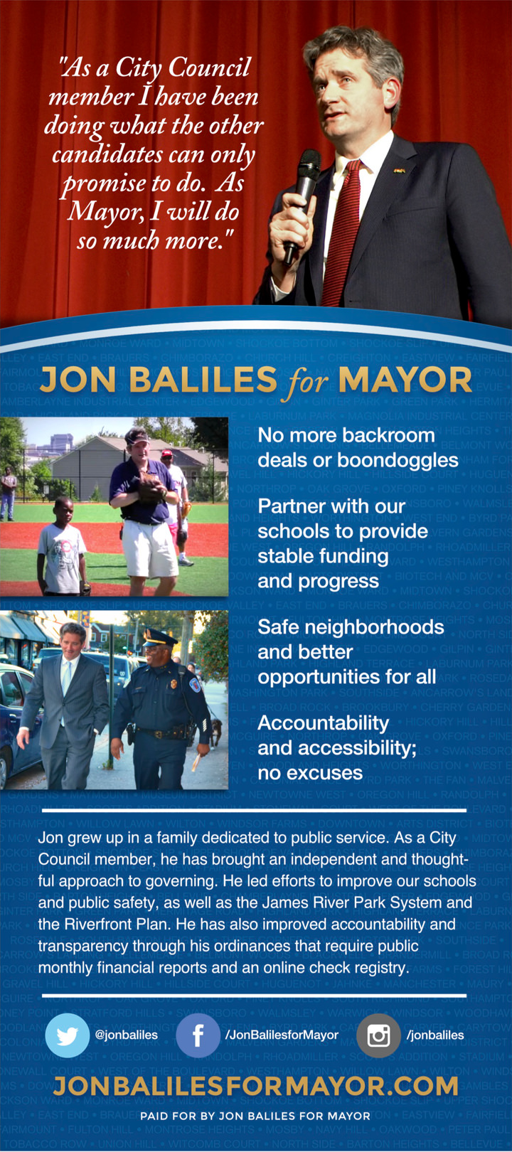 Jon Baliles for Mayor Jon Baliles Palm Card Print Side 2