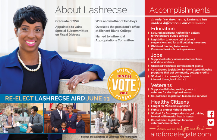 Lashrecse Aird for Delegate Lashrecse Aird For Delegate Palm Card Print Side 2