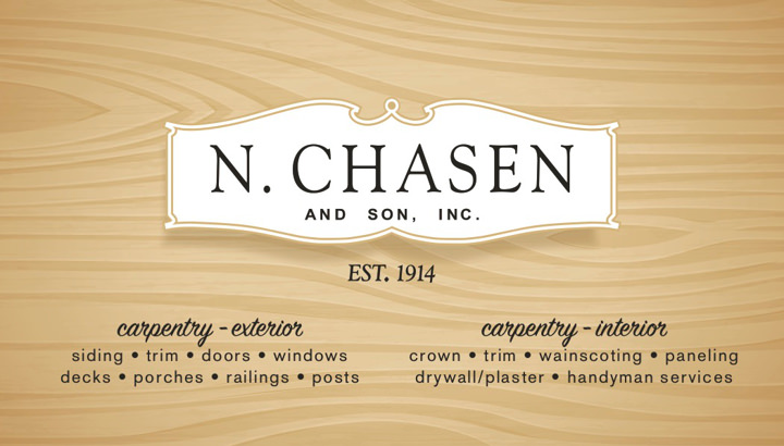 N. Chasen and Son N. Chasen and Son Carpentry Business Card Print Side 1