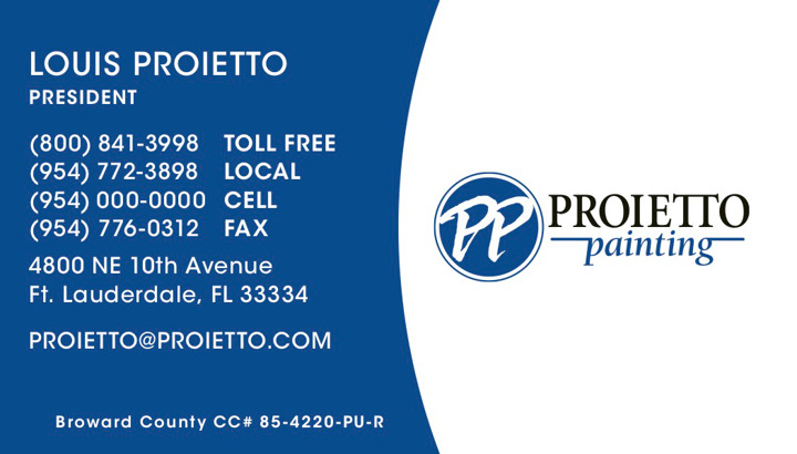 Proietto Companies Proietto Painting Business Card Print Side 1