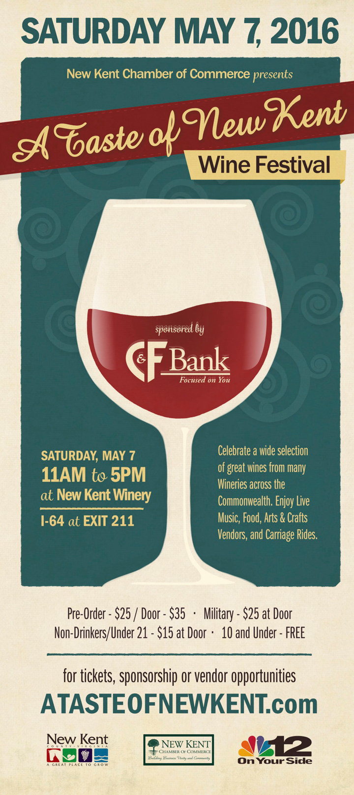 A Taste Of New Kent Wine Festival A Taste New Kent 2016 Wine Festival Rack Card Print Side 1